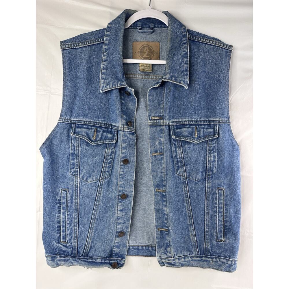 Vintage Arizona Jean Co Denim Vest Trucker Biker Workwear Grunge Y2K 90’s Sz M